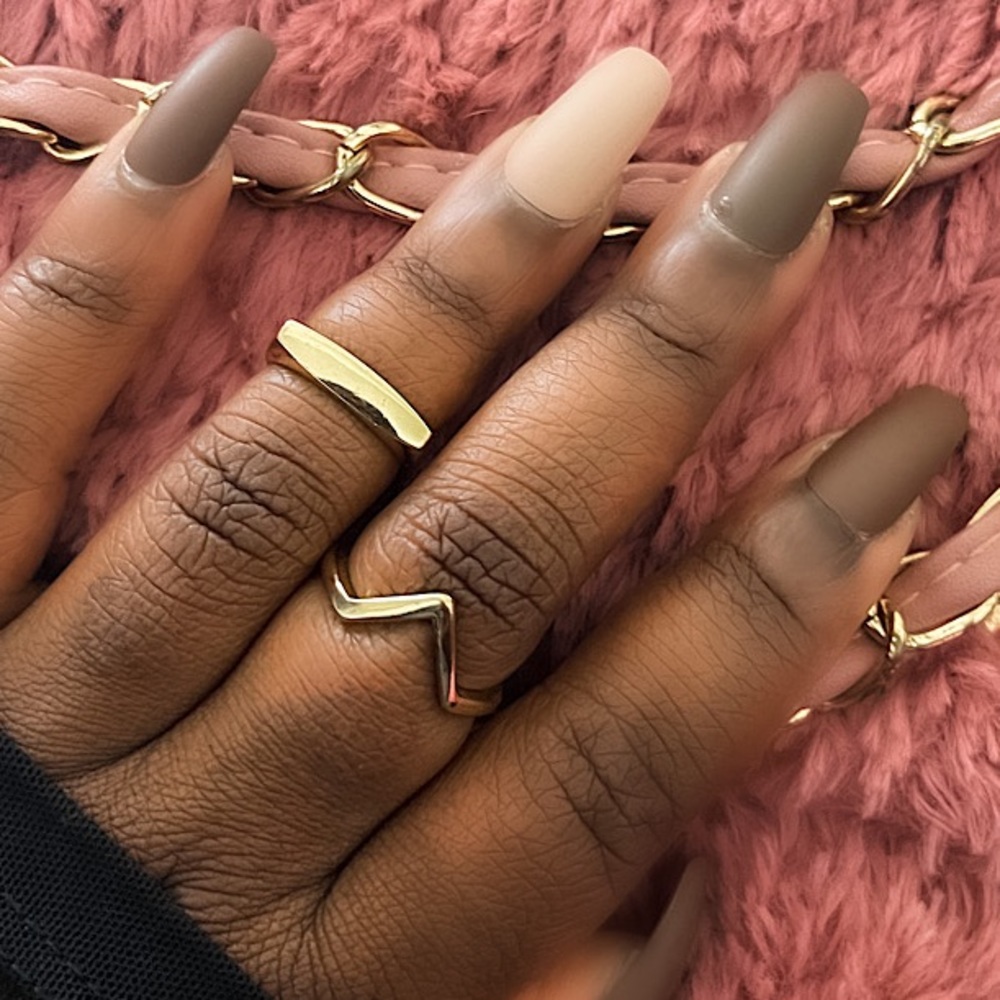 Two Gold Midi Ring Set
